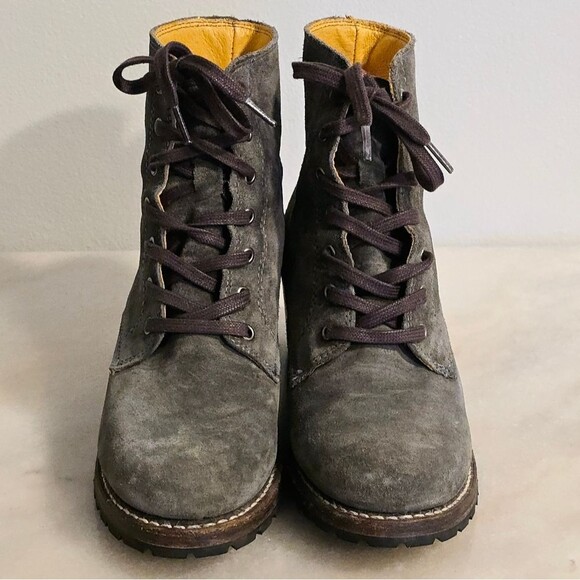 Frye Sabrina Gray Lace Up Combat Boots size 8.5 - Picture 2 of 8